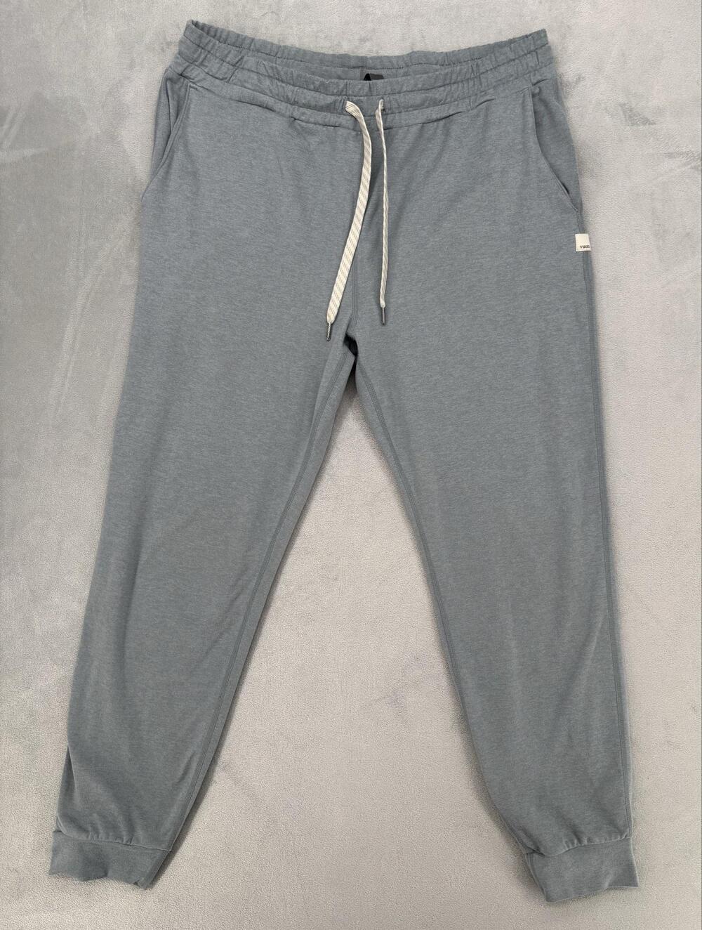 Vuori Pants Mens M Blue Gray Jogger Tapered Drawstring Pockets Jersey Comfort